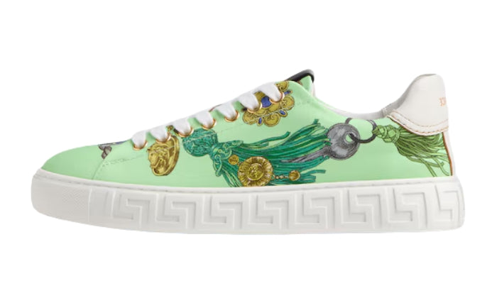 Versace Sneaker Canvas Stampa Greca Verde