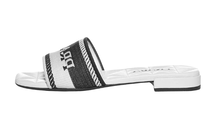 PRADA Sandali Ricamato Cotone Bianco E Nero