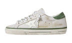 Golden Goose Stella In Pelle Bianca E Talloncino In Suede Verde
