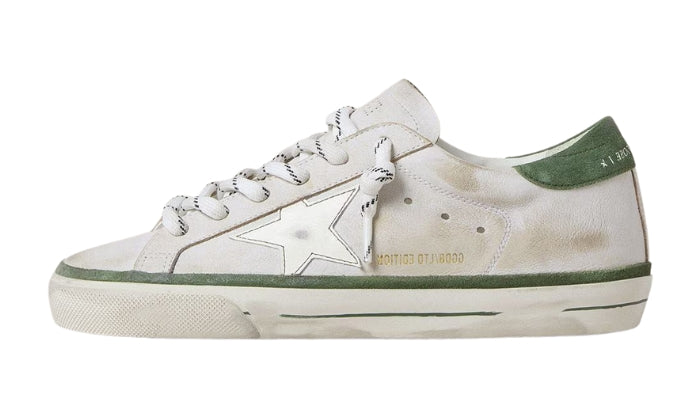 Golden Goose Stella In Pelle Bianca E Talloncino In Suede Verde
