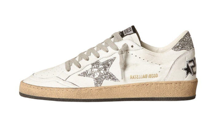 Golden Goose Ball Star Donna in nappa con stella bianca e talloncino glitter