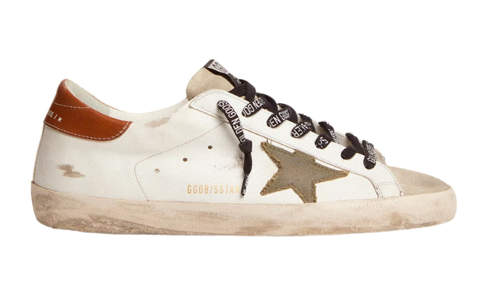 Golden Goose Super-Star with star in olive green canvas