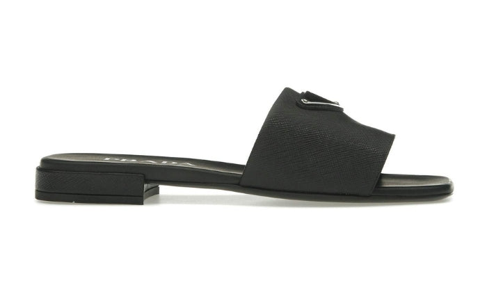 PRADA Sandali Fascia Pelle Saffiano Nera