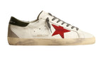 Golden Goose Super-Star with red suede star and green leather