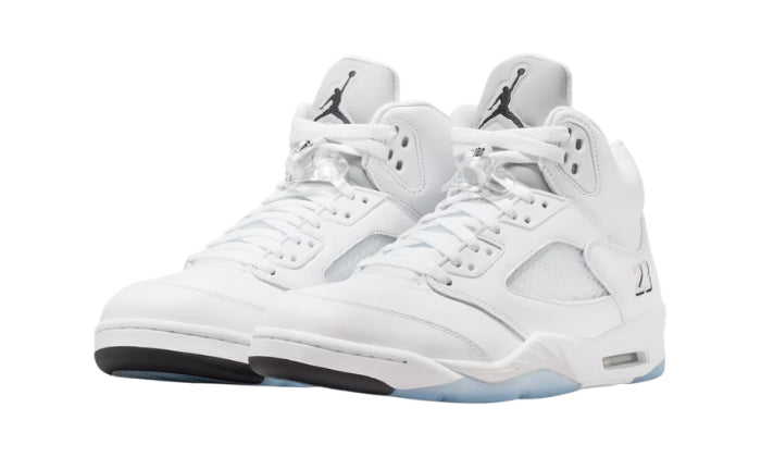 Air Jordan 5 Sneaker Retro Bianco Argento