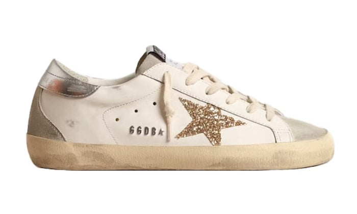 Golden Goose Super-Star White Ice Gray Gold Glitter (donna)