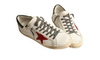 Golden Goose Super-Star with red suede star and green leather