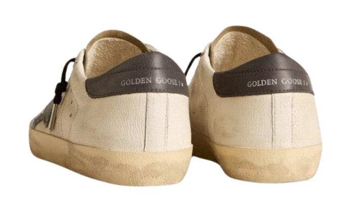 Golden Goose Super-Star stella in denim e talloncino in pelle grigia