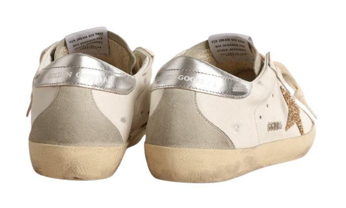 Golden Goose Super-Star gold glitter star and ice suede inserts