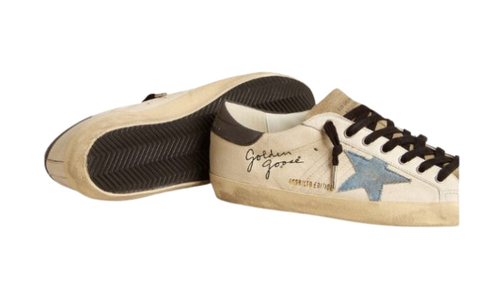 Golden Goose Super-Star stella in denim e talloncino in pelle grigia