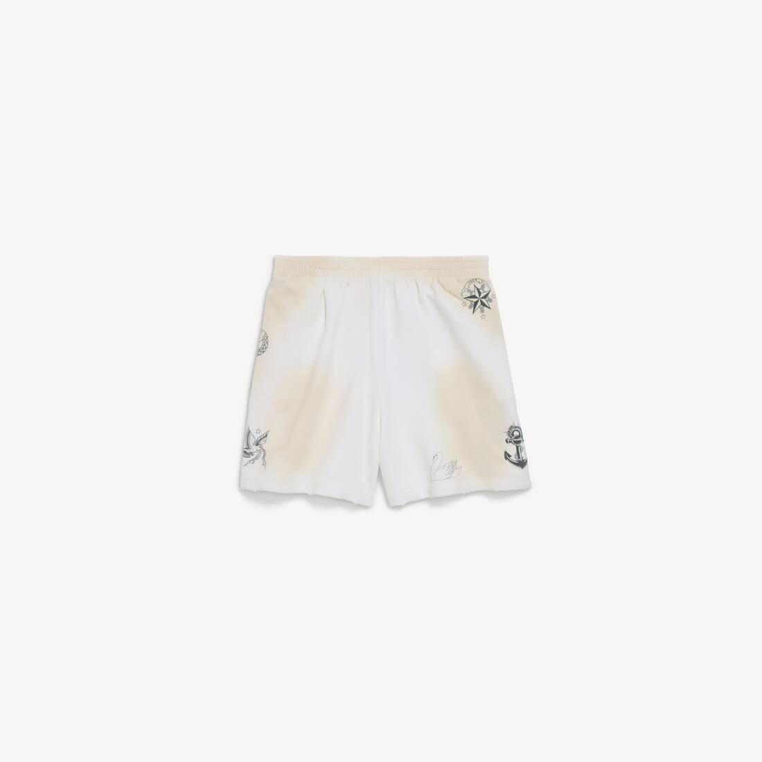 Balenciaga Men's Classic Ink Relaxed Fit Shorts in White