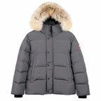 Canada Goose Fur-Trim Hooded Puffer — Gray