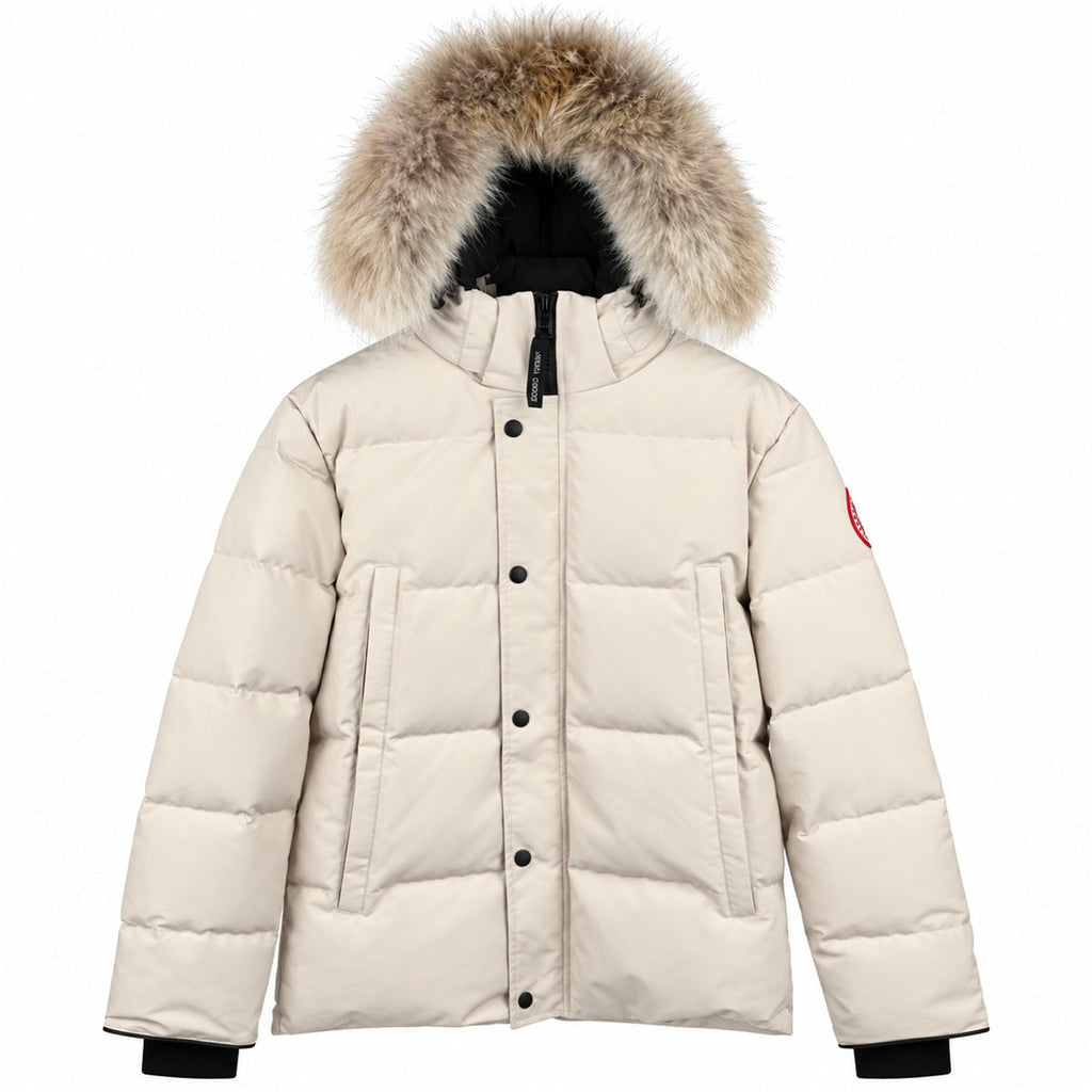 Canada Goose Fur-Trim Hooded Puffer — Cream