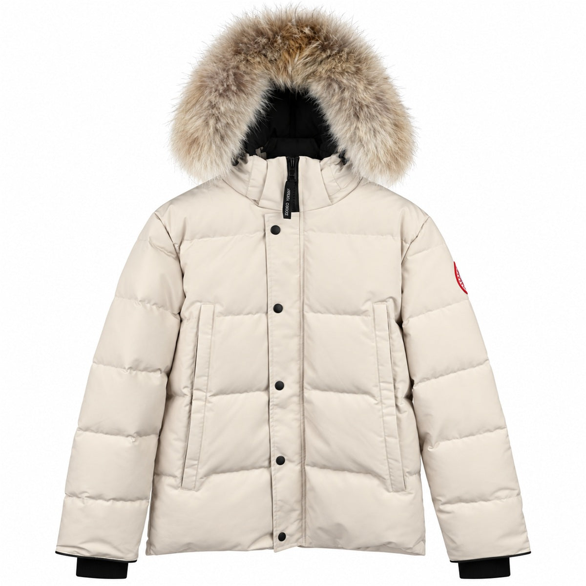 Canada Goose Fur-Trim Hooded Puffer — Cream
