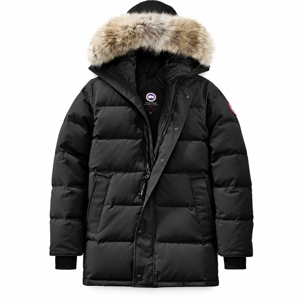 Canada Goose Long Fur-Trim Parka — Black