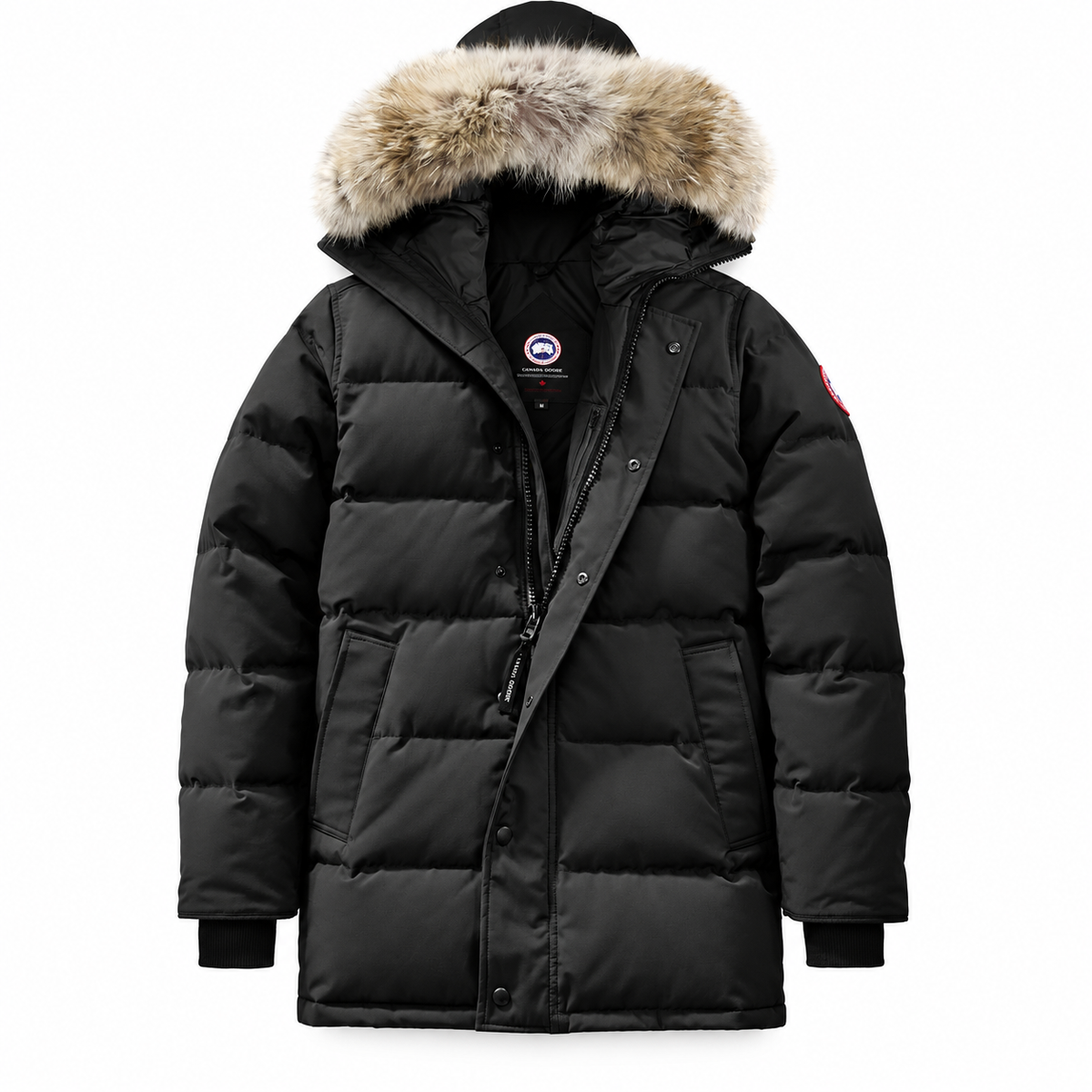 Canada Goose Long Fur-Trim Parka — Black