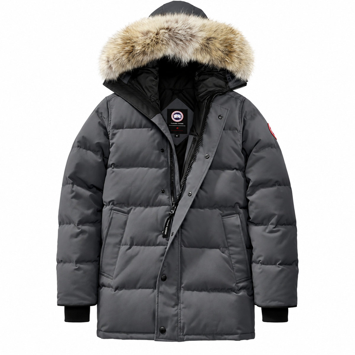 Canada Goose Long Fur-Trim Parka — Gray