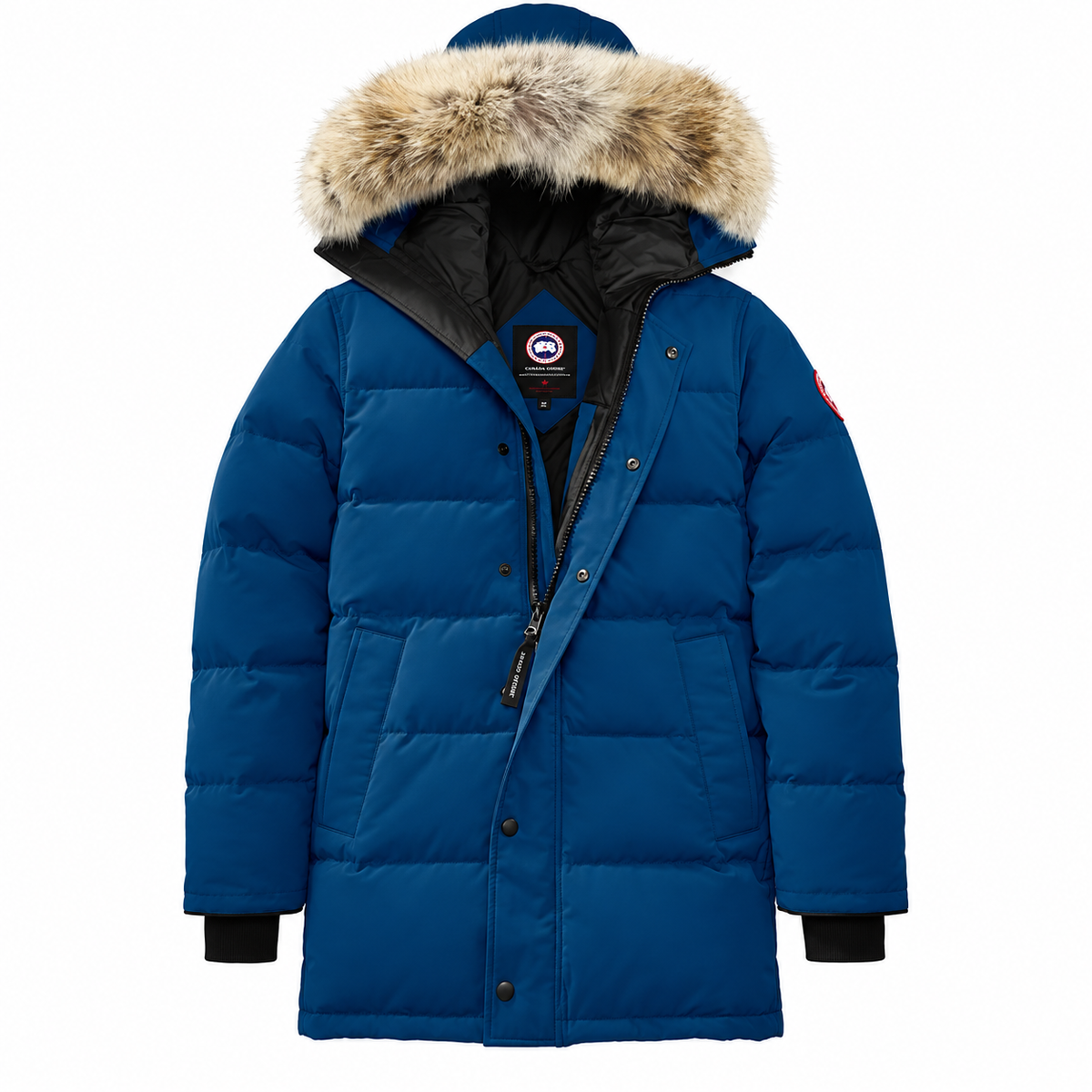 Canada Goose Long Fur-Trim Parka — Blue