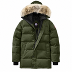 Canada Goose Long Fur-Trim Parka — Olive Green