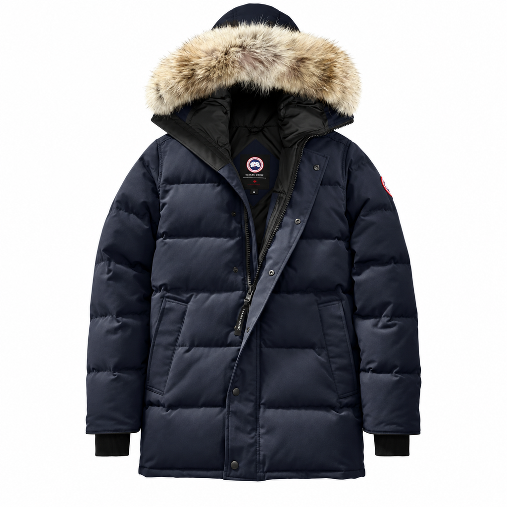 Canada Goose Long Fur-Trim Parka — Navy Blue