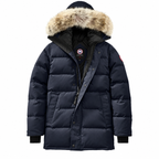Canada Goose Long Fur-Trim Parka — Navy Blue