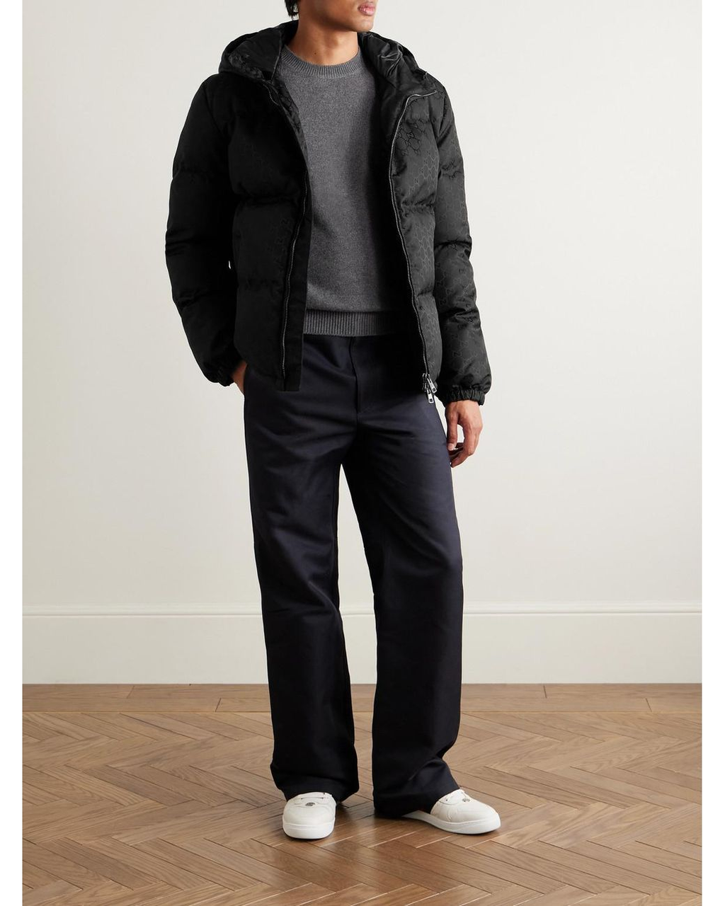 Gucci GG hooded jacket — Black — On model