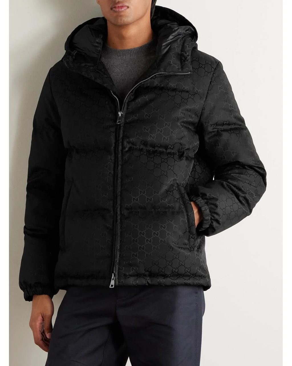 Gucci GG hooded jacket — Black — Front detail