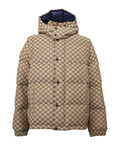 Gucci GG hooded puffer jacket — Beige — Front
