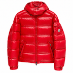 Moncler Glossy Hooded Puffer — red