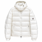 Moncler Glossy Hooded Puffer — white