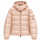 Moncler Glossy Hooded Puffer — light pink