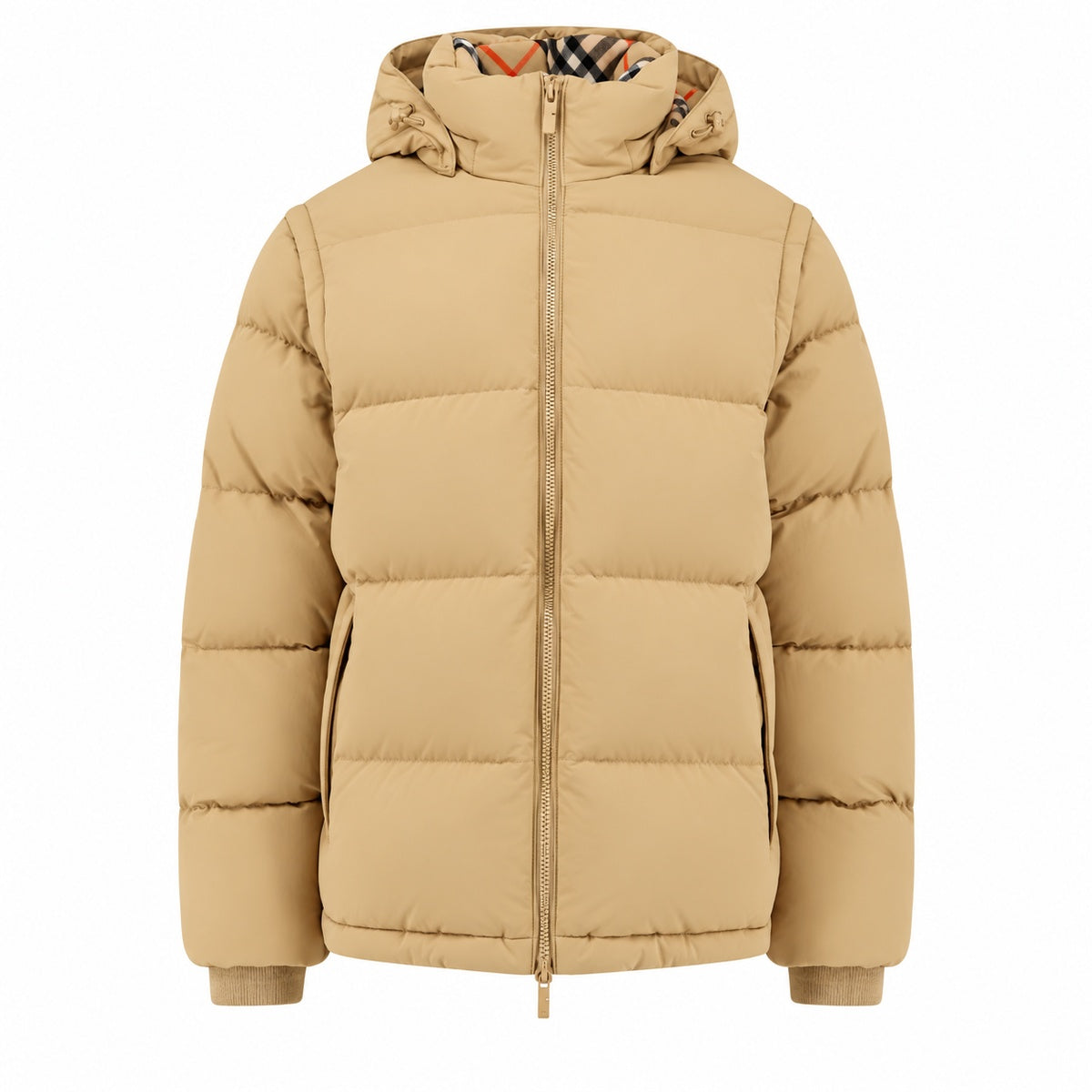 Burberry Beige Check Lined Puffer Jacket