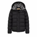 Burberry Black Check Lined Hooded Puffer Jacket