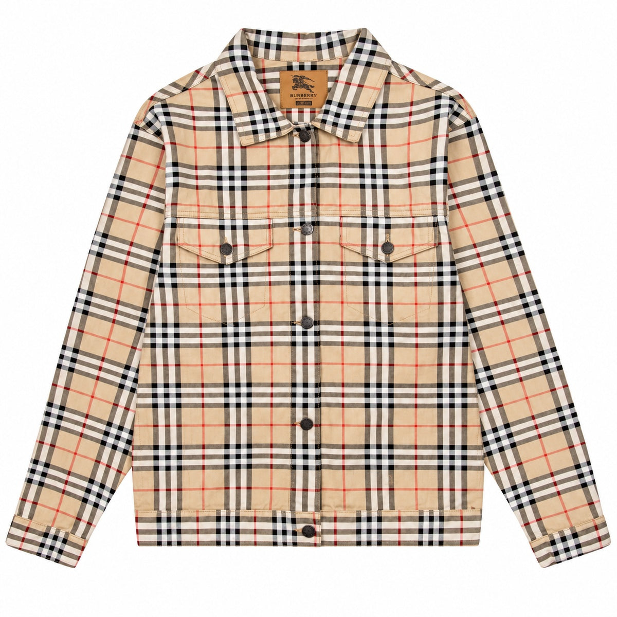 Burberry Beige Check Button Jacket