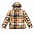 Burberry Beige Check Hooded Puffer Jacket