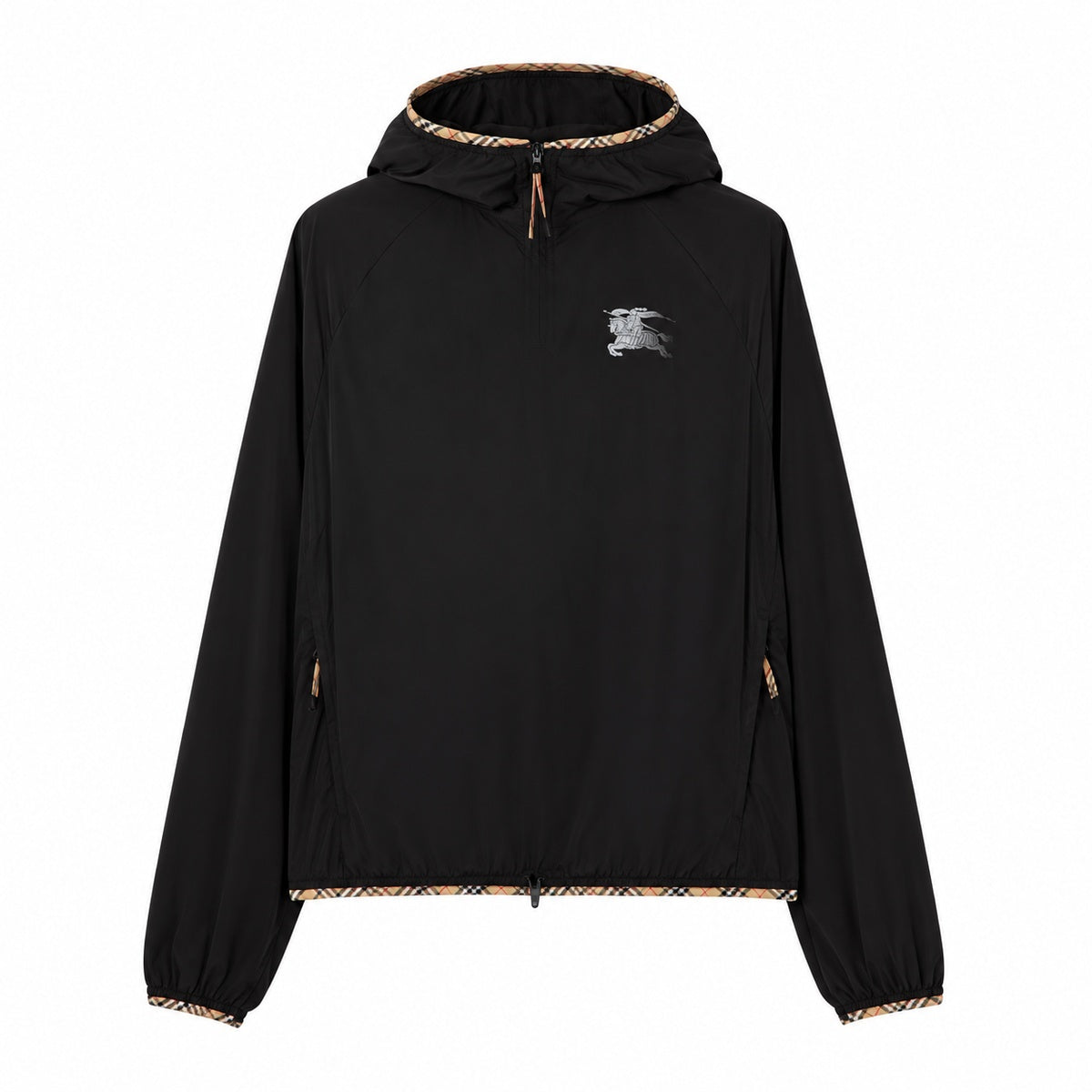 Burberry Black Equestrian Logo Hooded Jacket