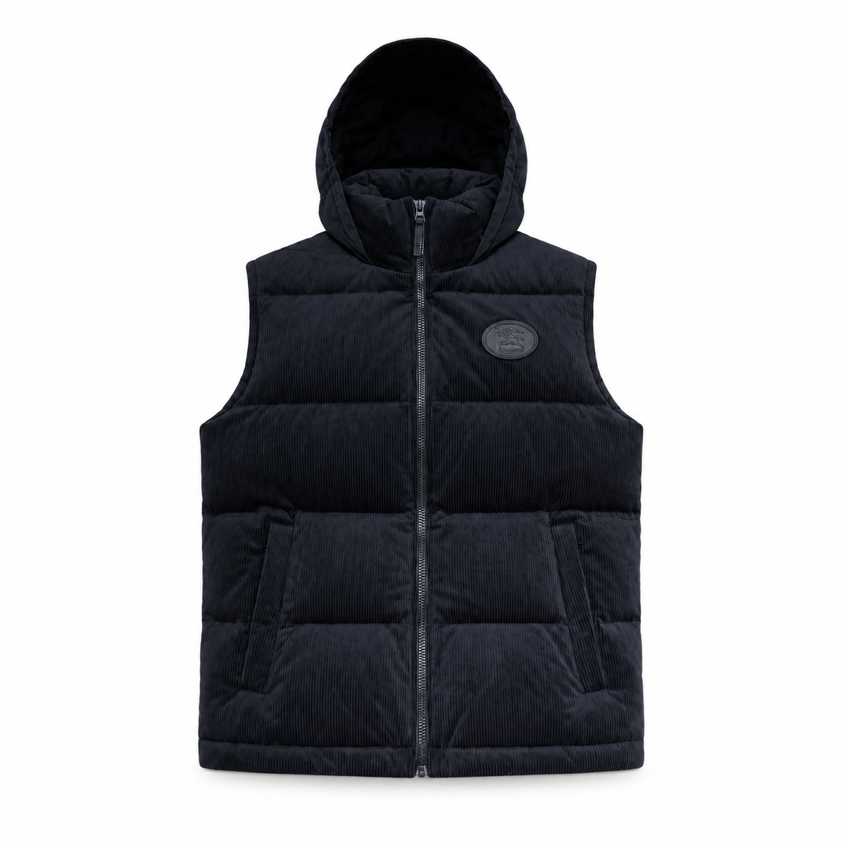 Burberry Hooded Quilted Gilet — front view, white background