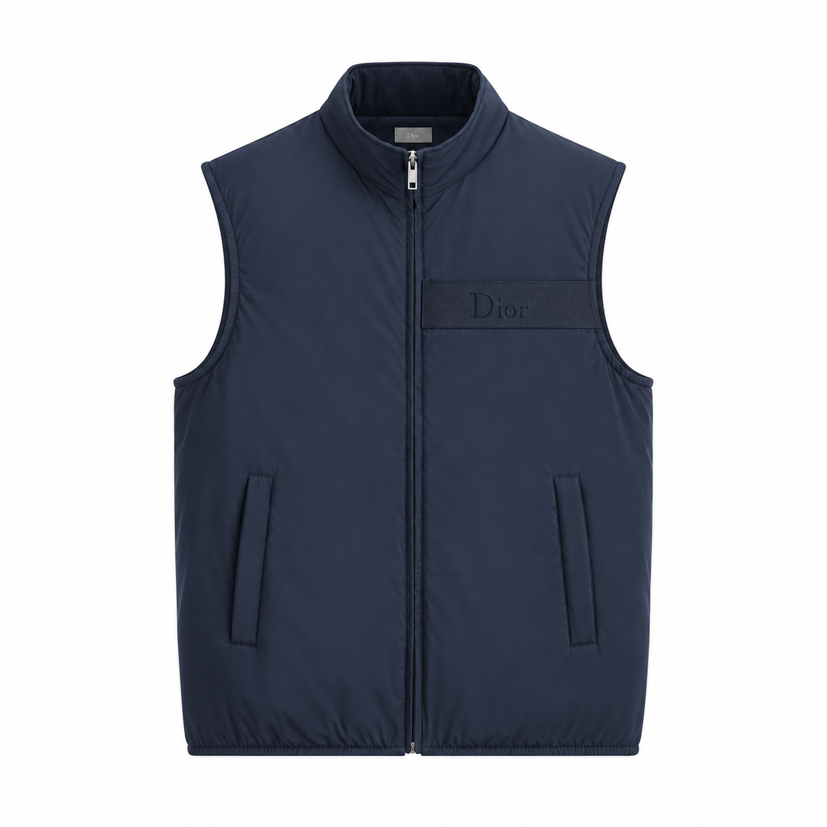 Dior Jacquard-Band Technical Down Gilet — front view, white background