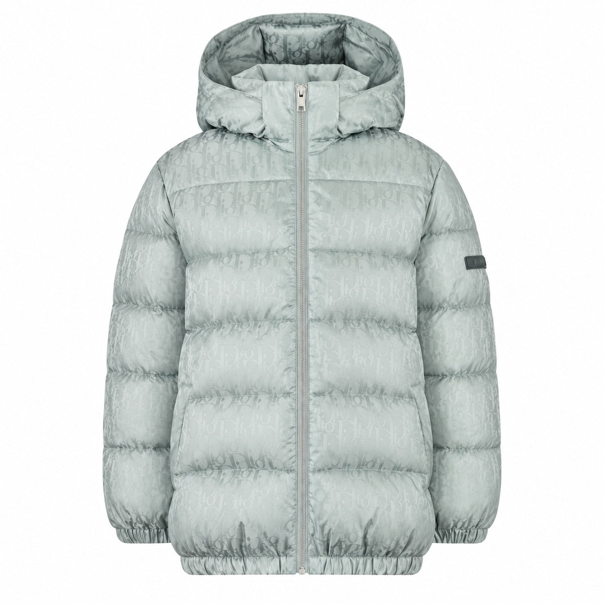 Dior Light Grey Oblique Hooded Puffer Jacket