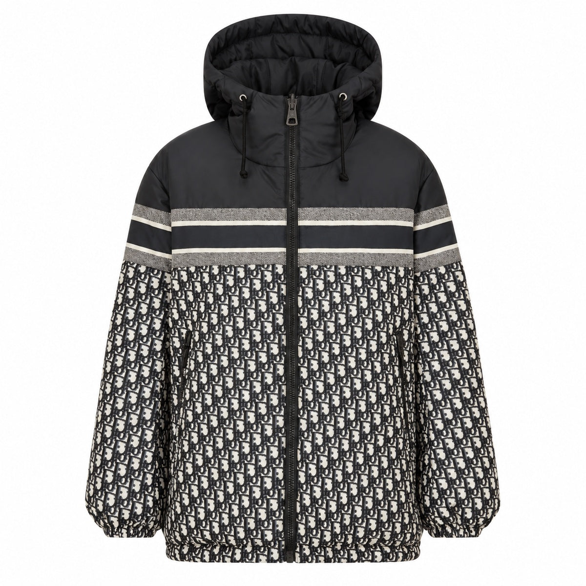 Dior Black Oblique Panel Hooded Jacket