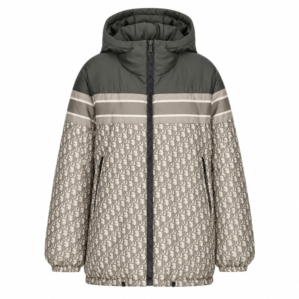 Dior Grey Oblique Panel Hooded Jacket