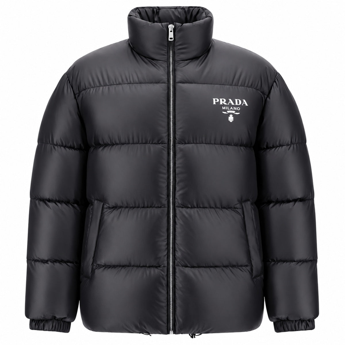 Prada Black Milano Logo Puffer Jacket