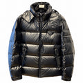 Prada Black Glossy Hooded Puffer Jacket