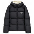 Prada Hooded Puffer Jacket with Contrast Lining