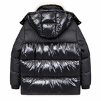 Moncler Hooded Puffer Jacket with Ivory Collar – Black