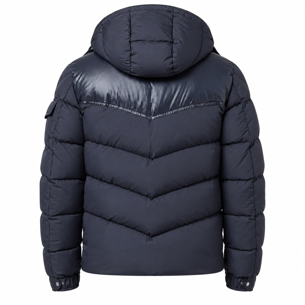 Moncler Chevron Panel Hooded Puffer