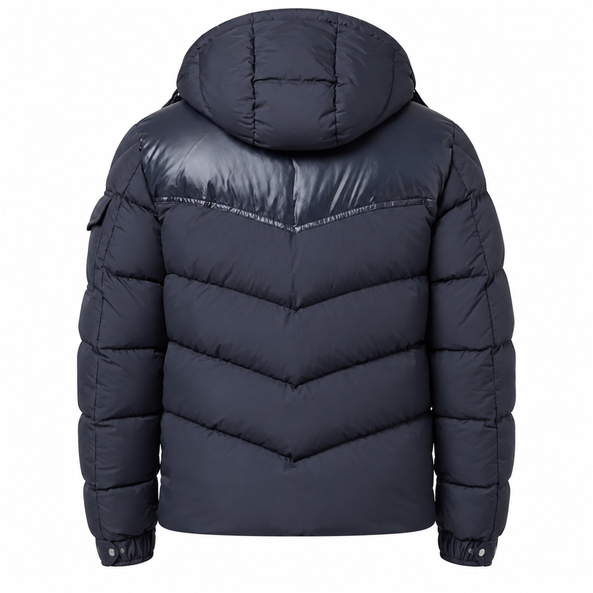Moncler Chevron Panel Hooded Puffer