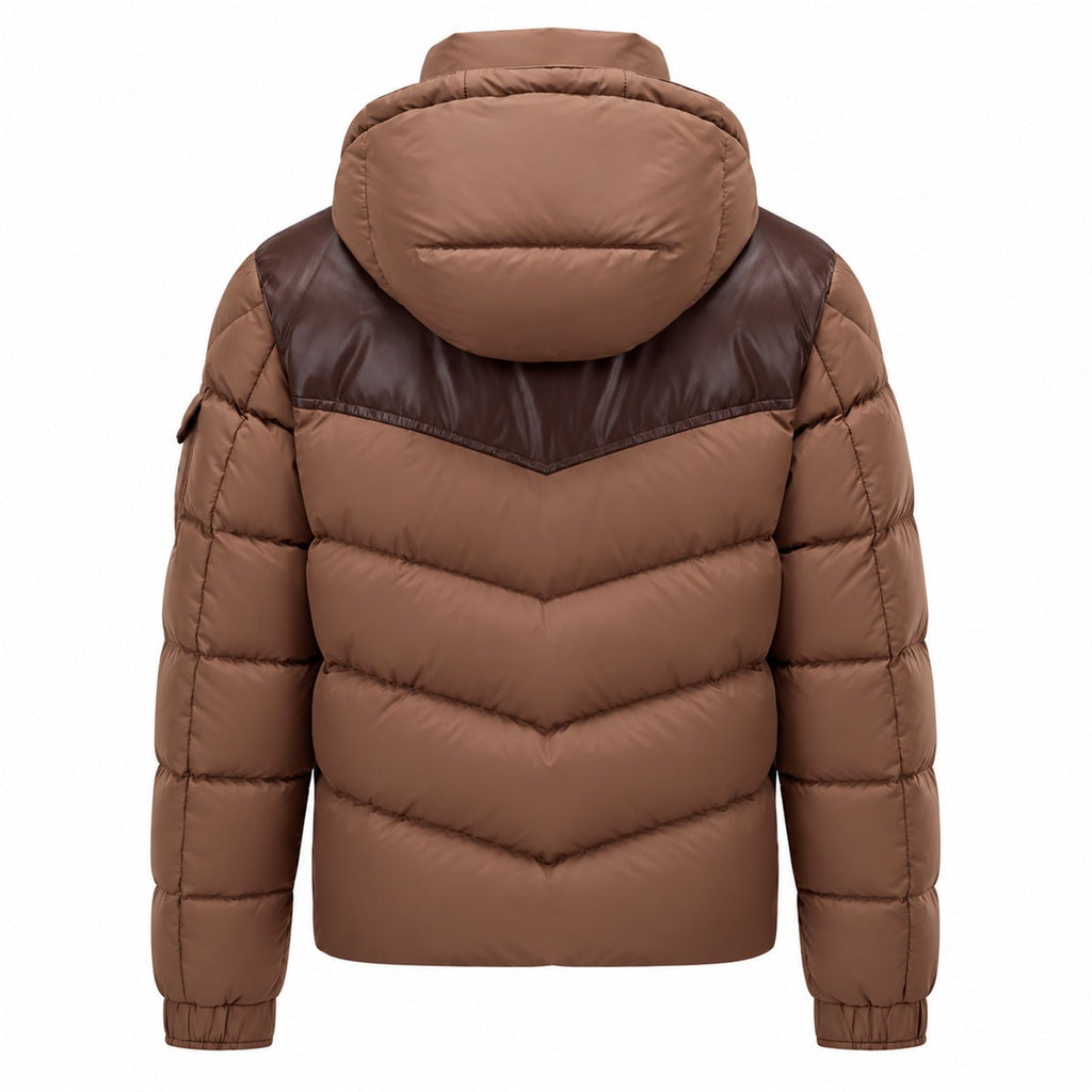 Moncler Chevron Panel Hooded Puffer