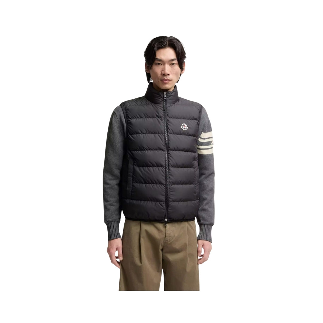 Moncler Contrin men's gilet Black – front on model