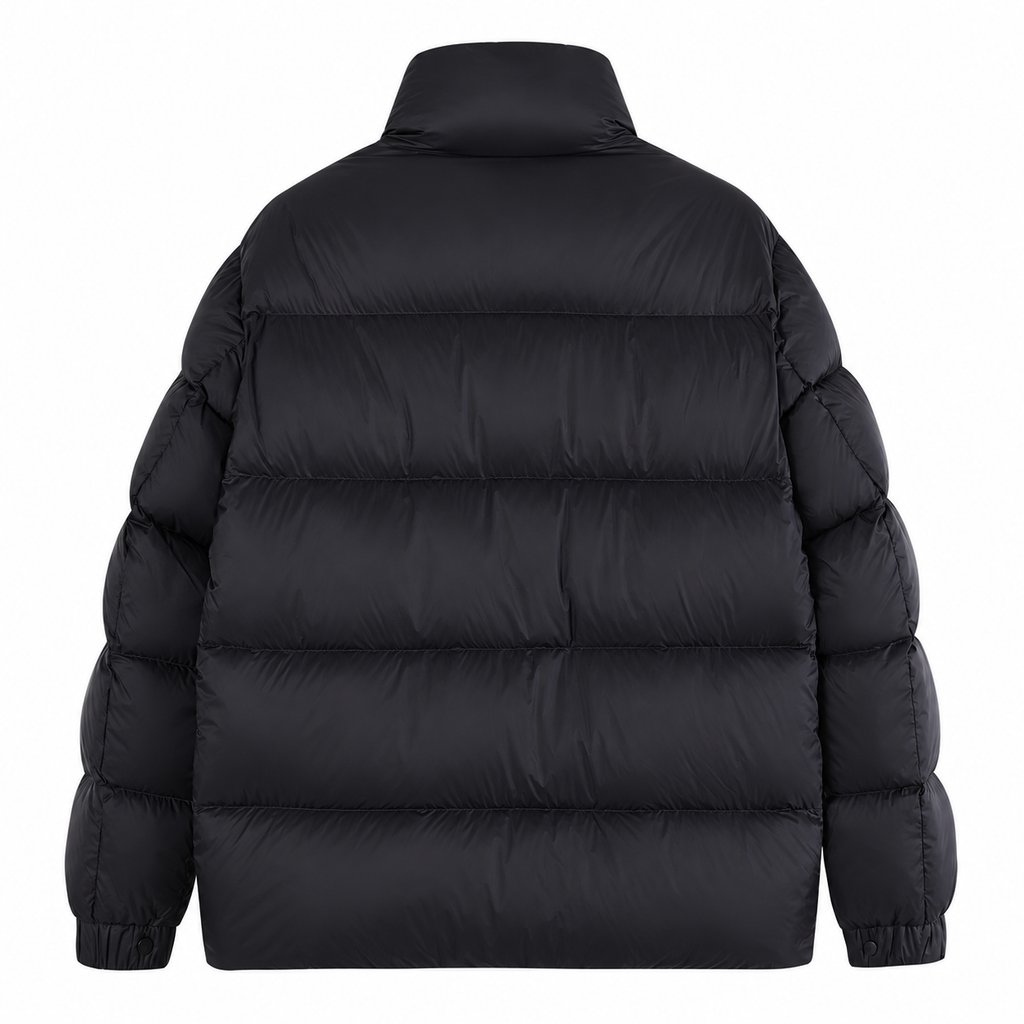 Moncler Big Logo High Collar Puffer Jacket – Black